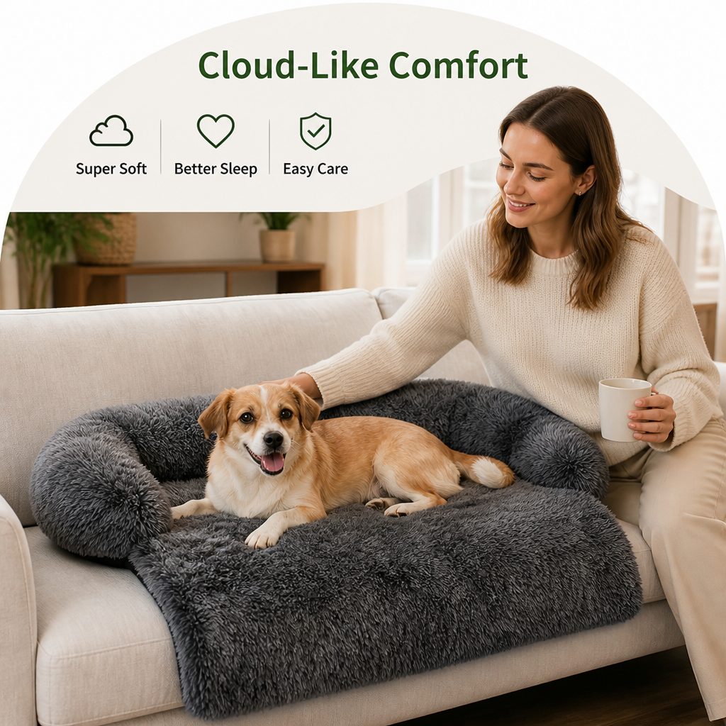 Plush Neck Pillow Polyester Pet Sofa Bed Removable Cover