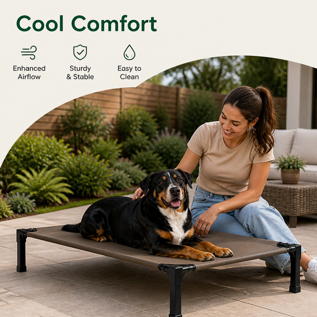 Elevated Cooling Breathable Mesh Dog Bed Metal Frame