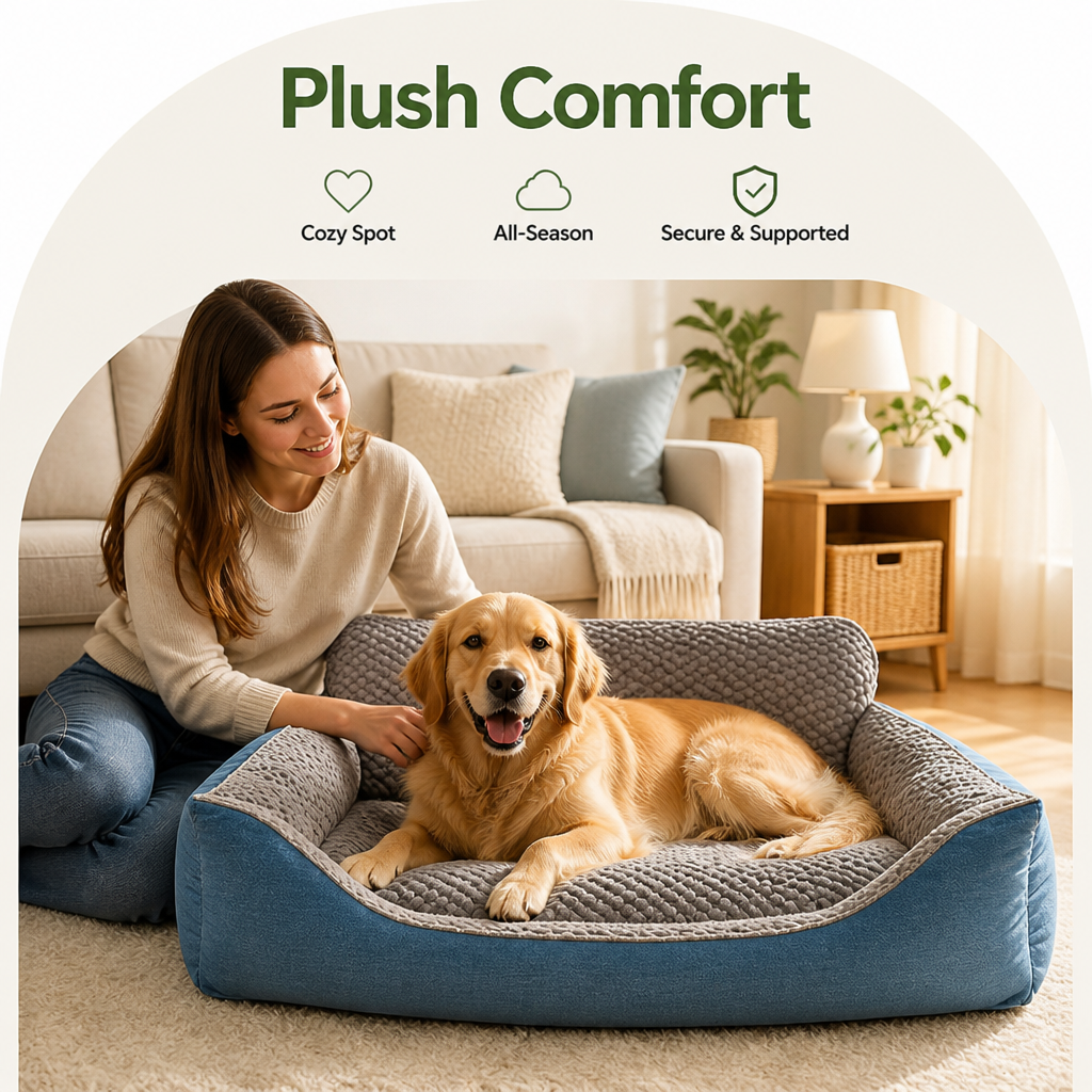 Plush High-Back Thick PP Cotton Pet Sofa Bed