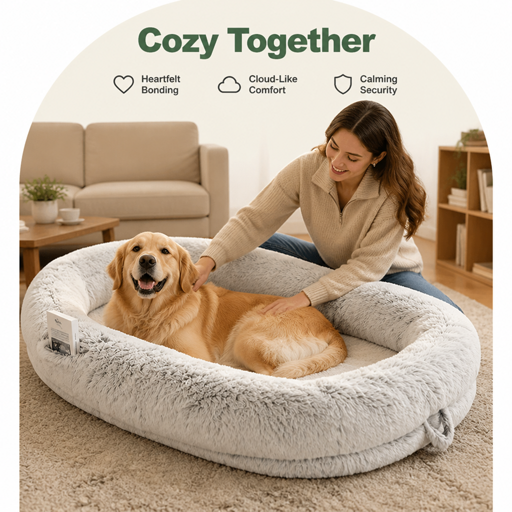Orthopedic Washable Faux Fur Human Dog Bed Removable Cover