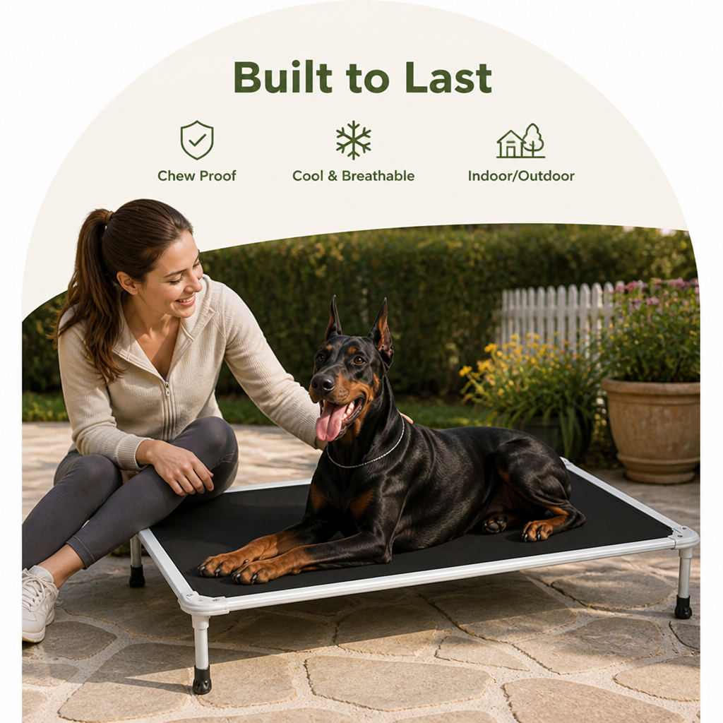Elevated Cooling Breathable Mesh Dog Bed Aluminum Frame