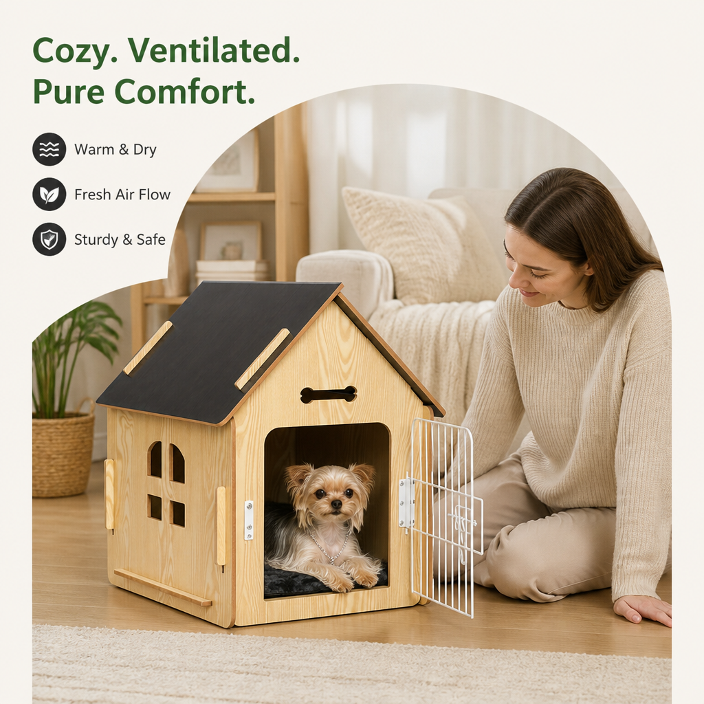 Elevated Ventilated Wood Pet House
