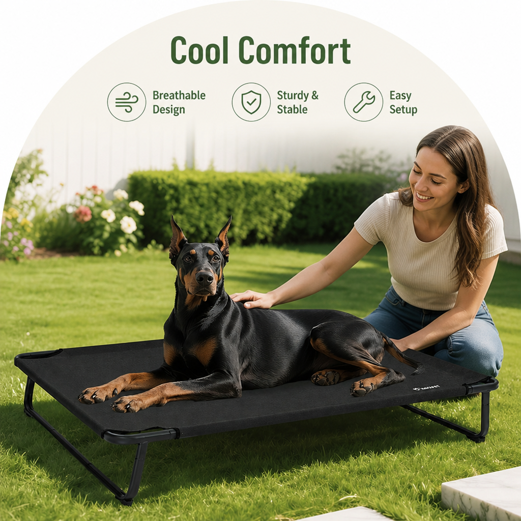 Elevated Cooling Breathable Iron Frame Dog Bed