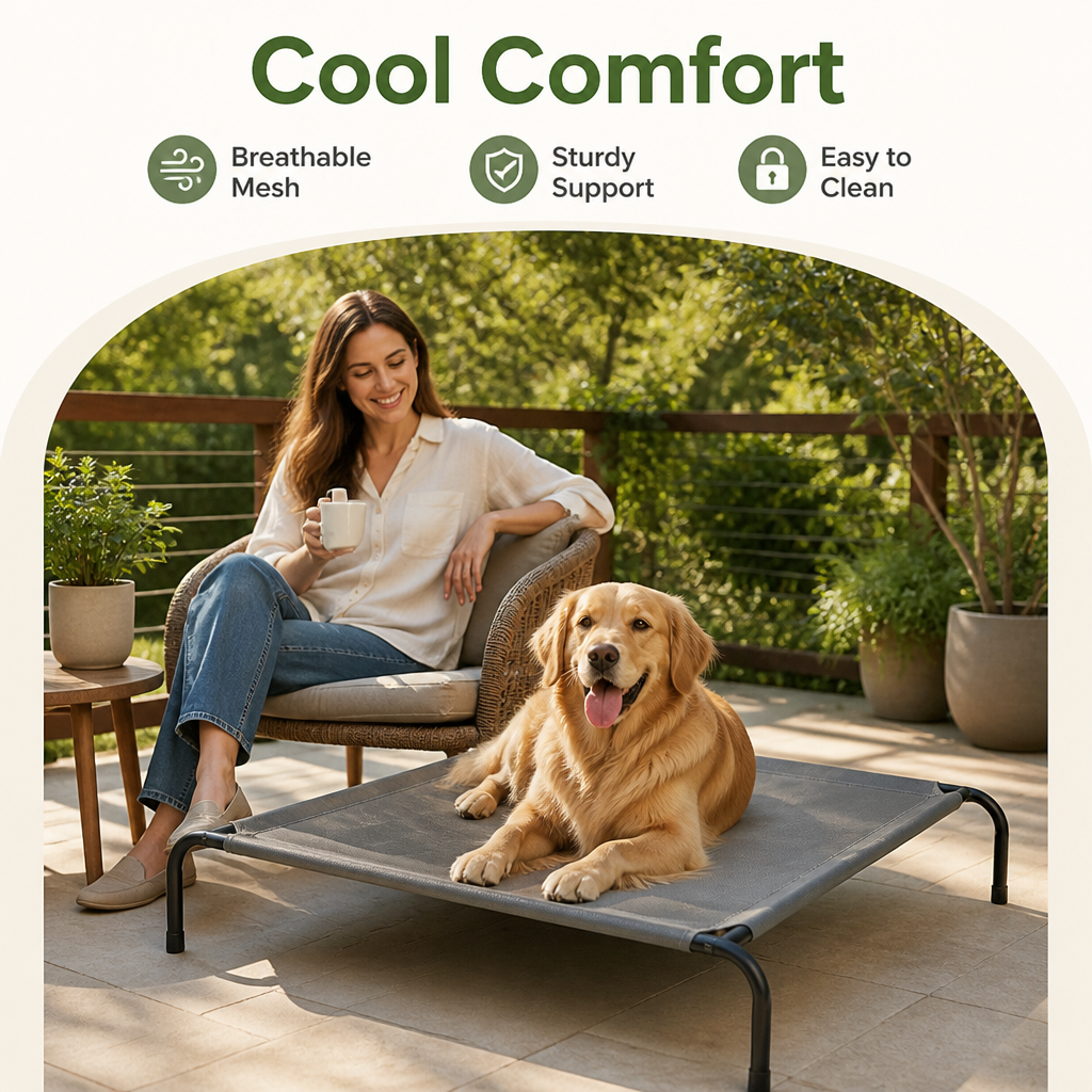 Elevated Cooling Breathable Mesh Dog Bed Metal Frame