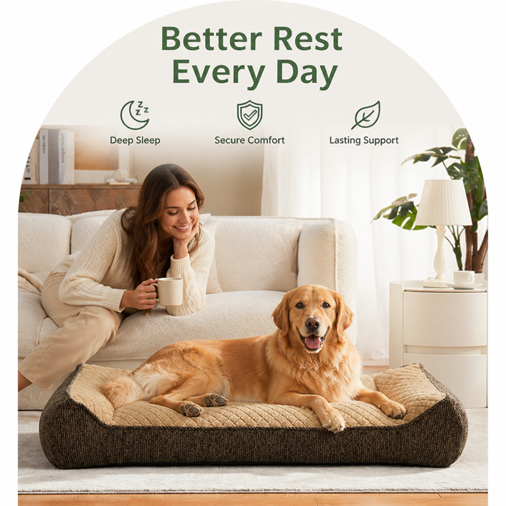 Orthopedic Memory Foam Non-Skid Dog Bed Removable Cover