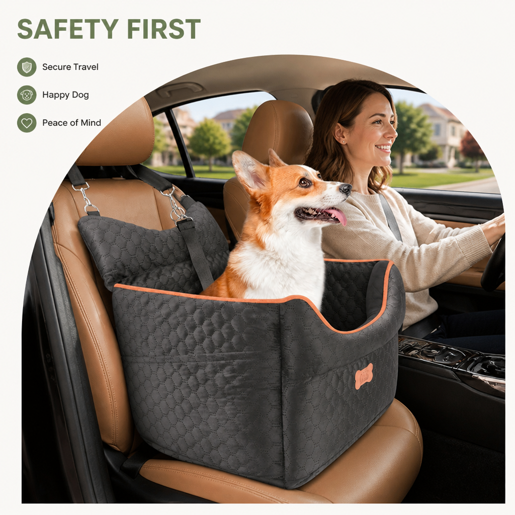 Elevated Dog Car Booster Seat Removable Washable Bed
