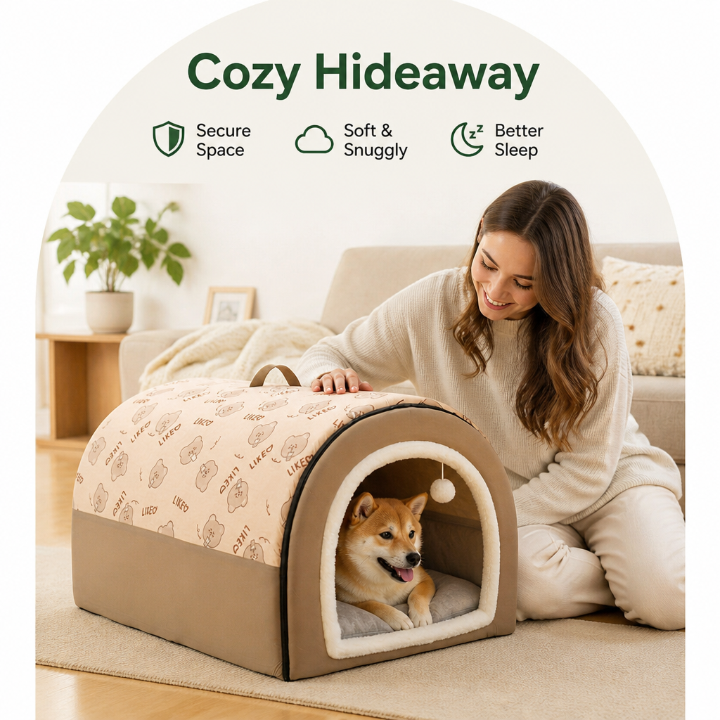 Plush Detachable Fleece Pet House Bed