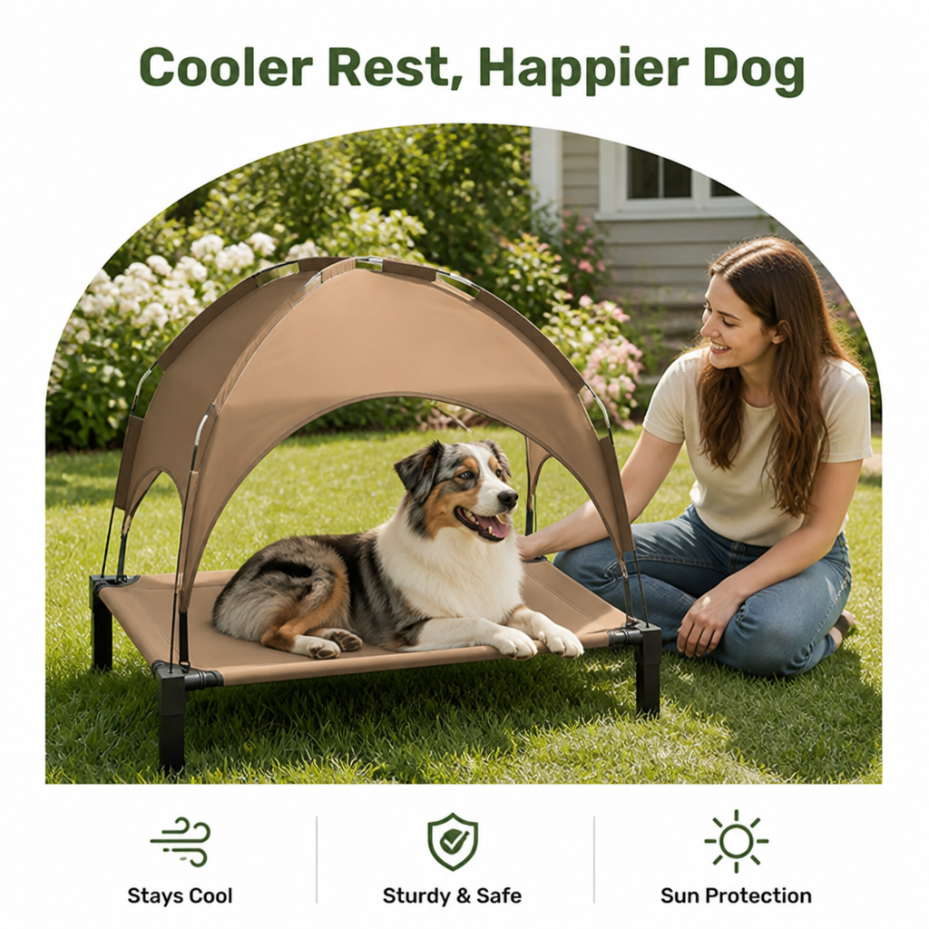 Elevated Cooling Portable Dog Cot Removable Canopy