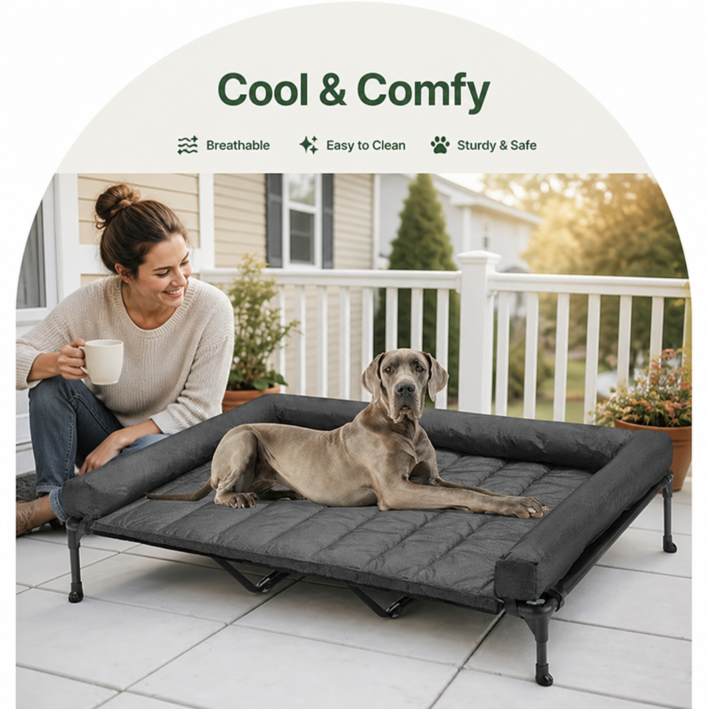 Elevated Cooling Mesh Dog Bed Removable Pillow Top