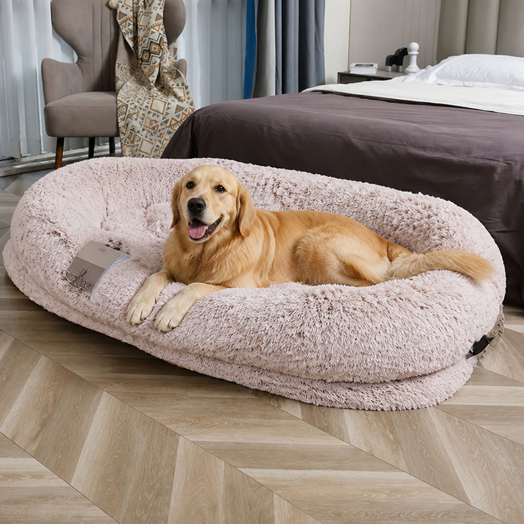 Orthopedic Washable Faux Fur Human Dog Bed Removable Cover