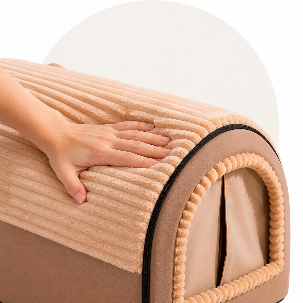 Foldable Washable Non-Slip Polyester Pet Cave Bed