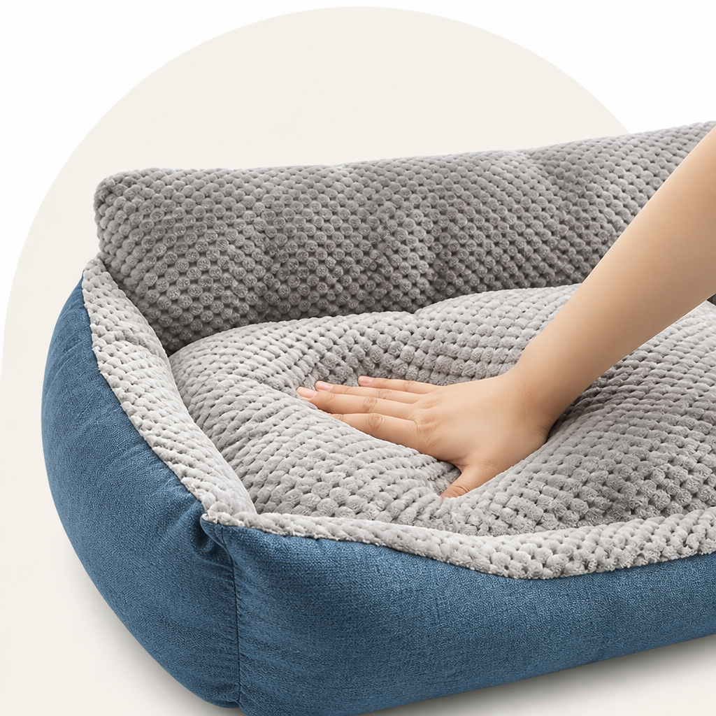 Plush High-Back Thick PP Cotton Pet Sofa Bed Removable Cover