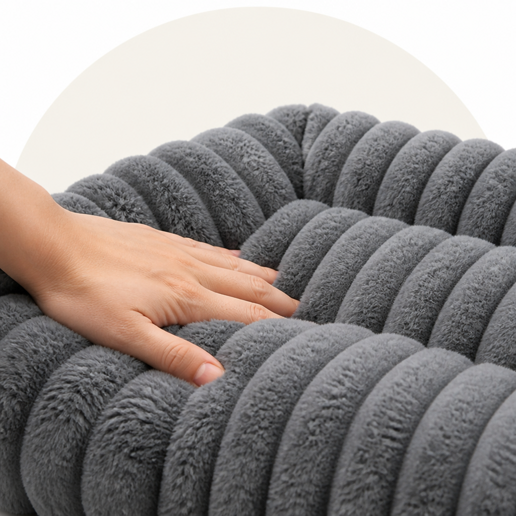 Soft Corduroy Bolster Dog Bed Removable Cover