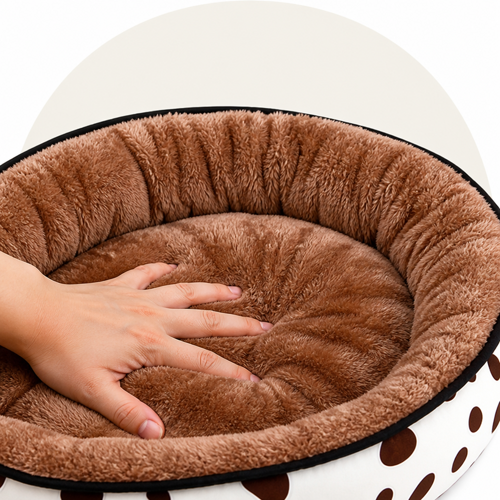 Cozy Plush Oval Pet Bed Removable Cover