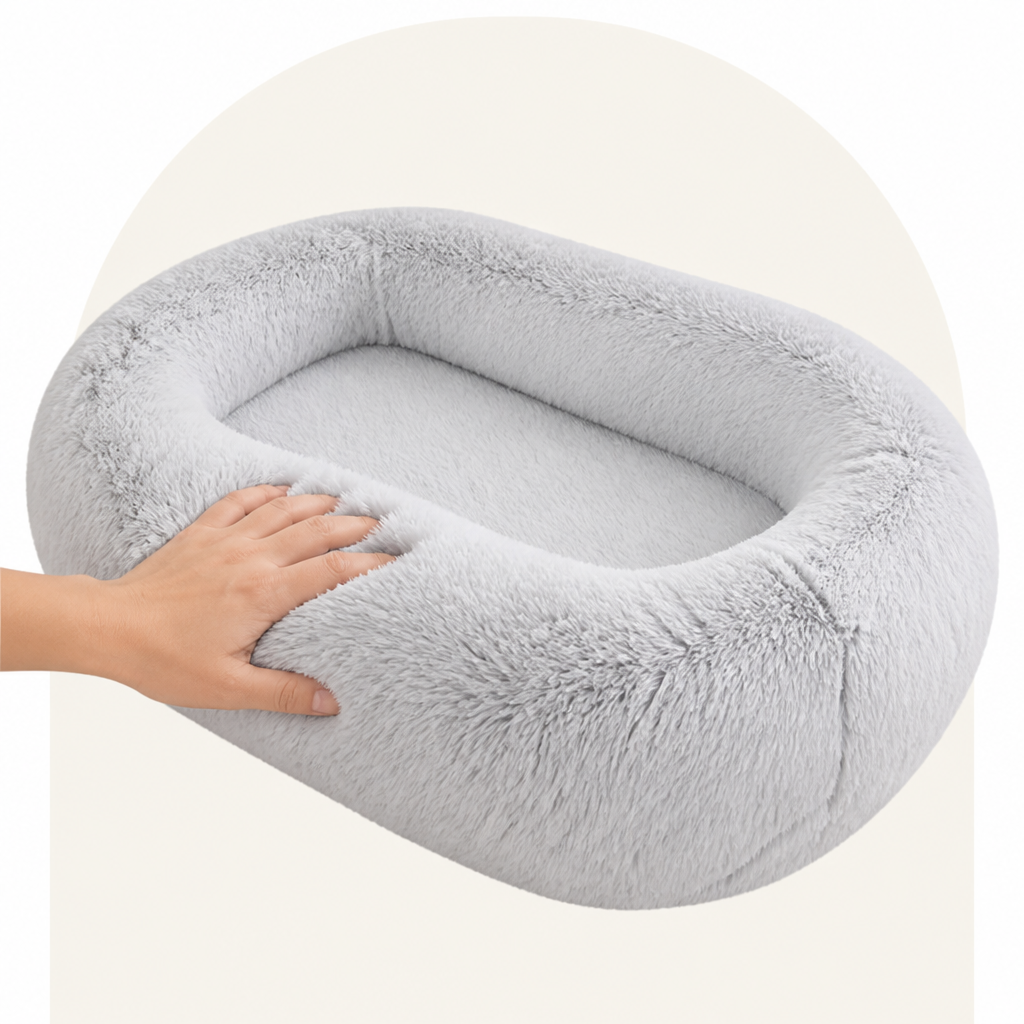 Orthopedic Washable Faux Fur Human Dog Bed Removable Cover