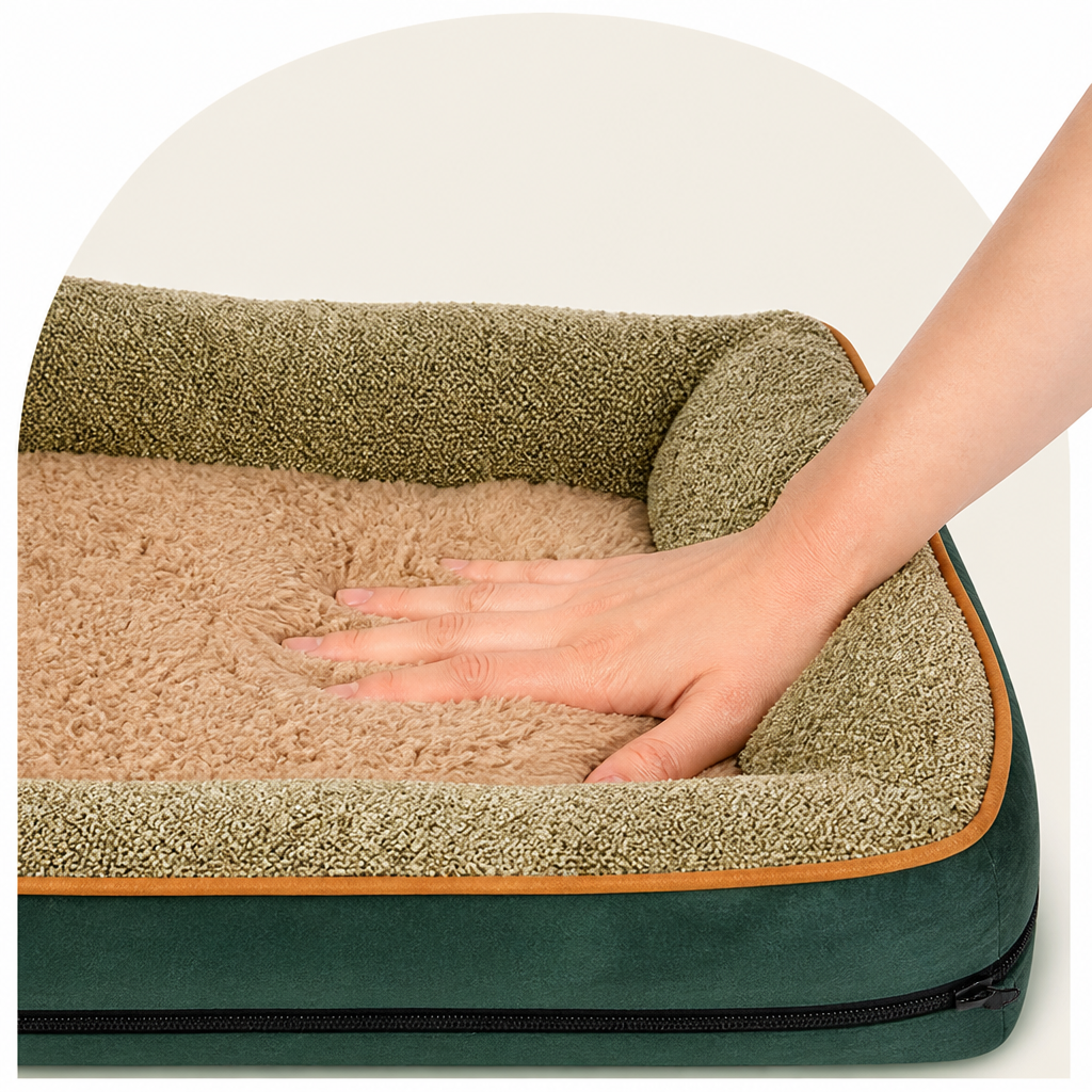 Plush Bolster Polyester Pet Bed Removable Cover