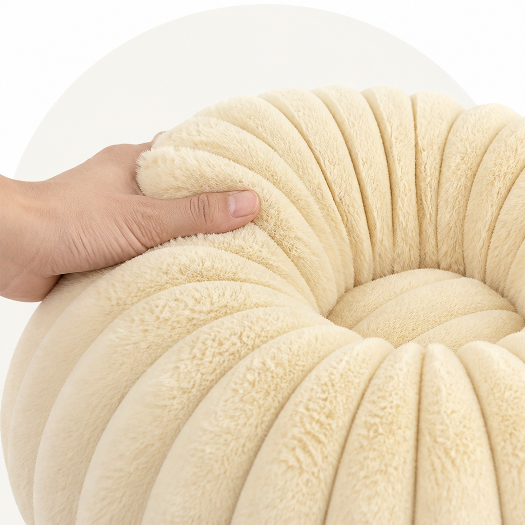 Plush Round Polypropylene Fiber Dog Bed