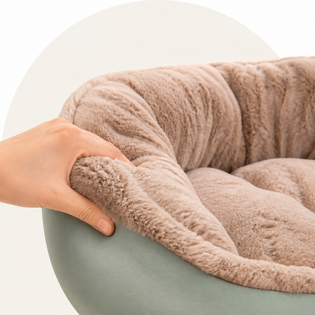 Washable Non-Slip Round Polyester Pet Bed