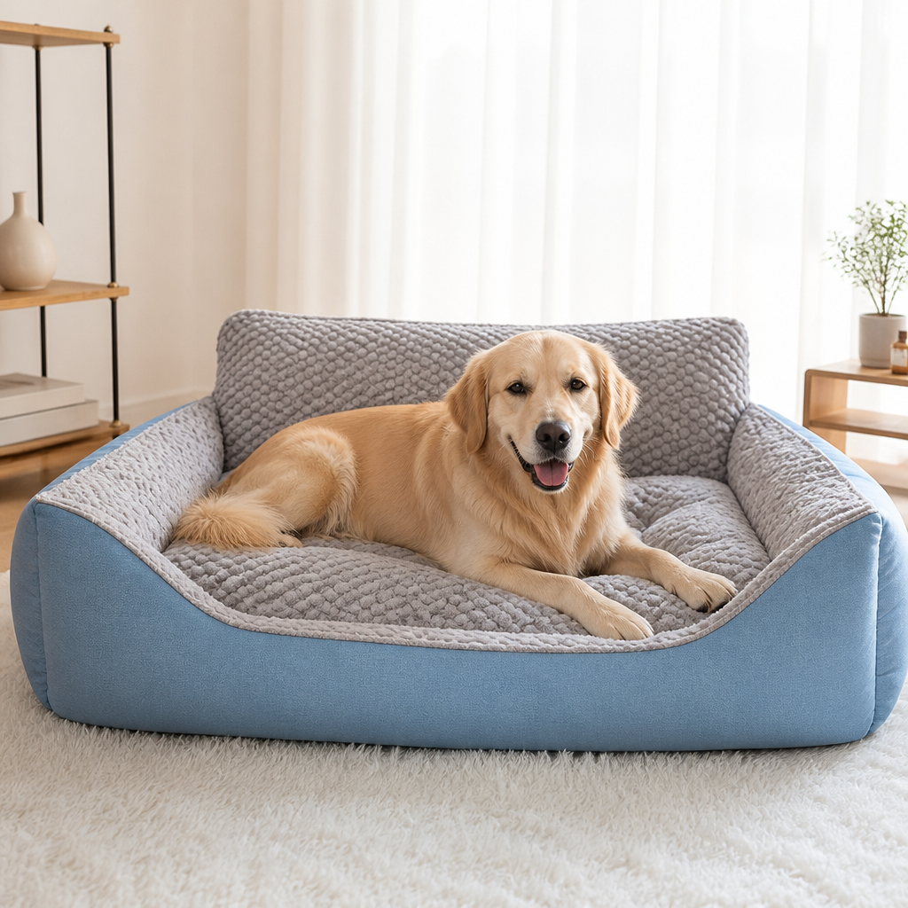 Plush High-Back Thick PP Cotton Pet Sofa Bed