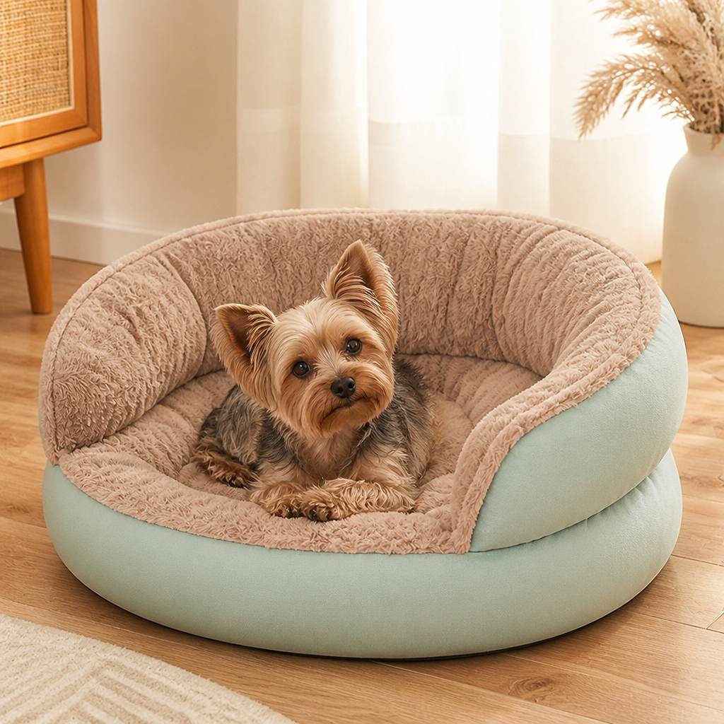Washable Non-Slip Round Polyester Pet Bed