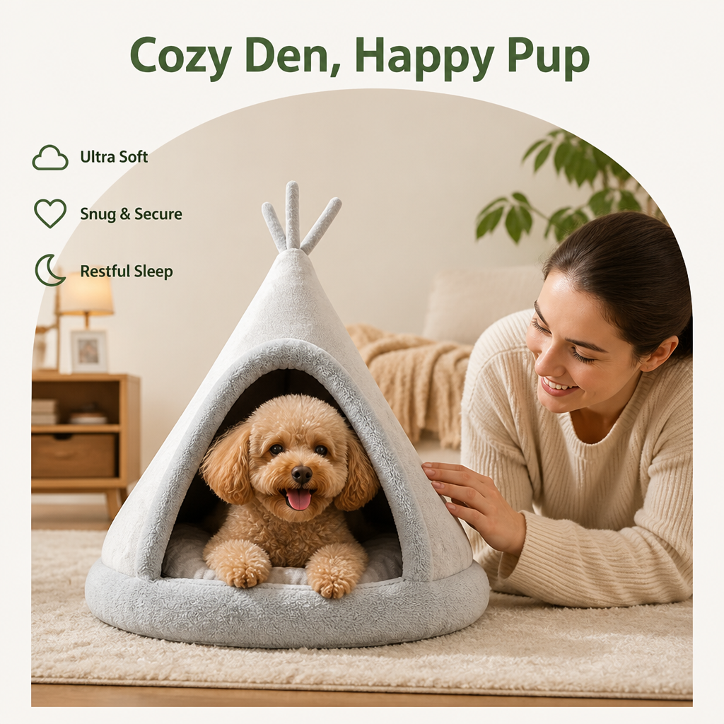 Plush Coral Velvet Cotton Pet Teepee Bed