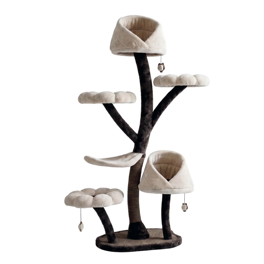 Tail Unity Petal Cat Tree 63.8in 6-Tier Plush Japanese Sisal