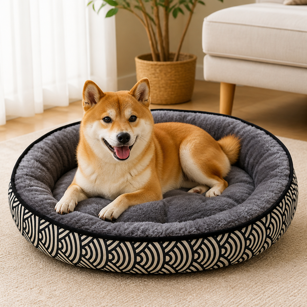 Cozy Plush Oval Pet Bed Removable Cover