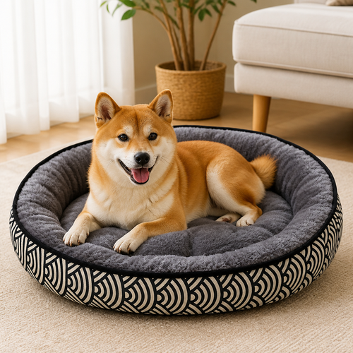 Cozy Plush Oval Pet Bed Removable Cover