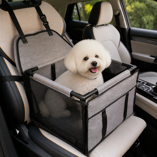 Dog Car Seat Booster with Removable Mat and Safety Belt Black