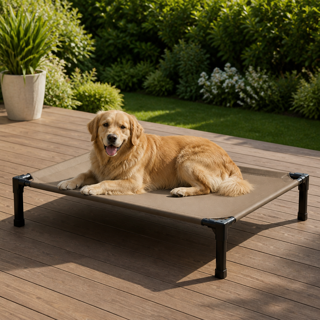 Elevated Cooling Aluminum Outdoor Dog Bed Removable Canopy