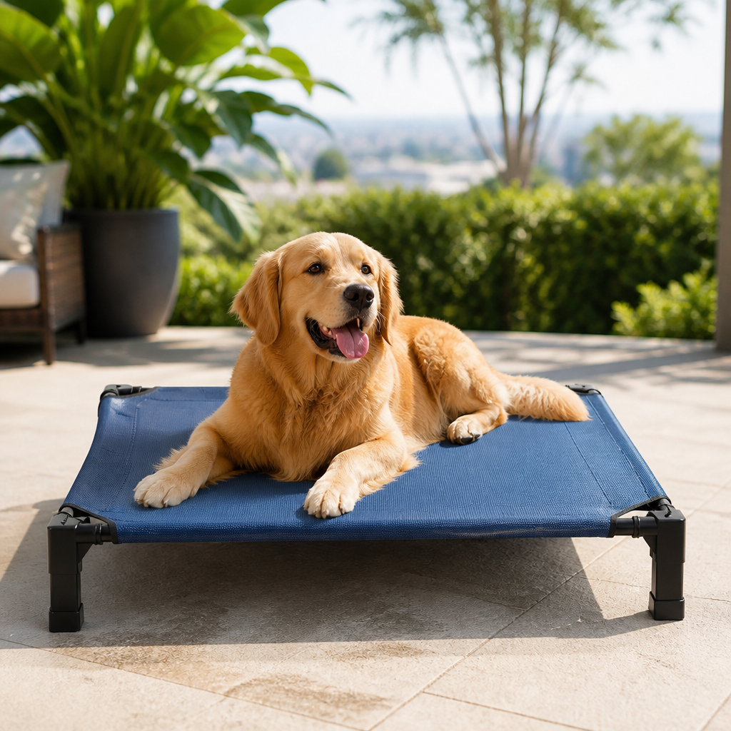 Elevated Cooling Aluminum Outdoor Dog Bed Removable Canopy