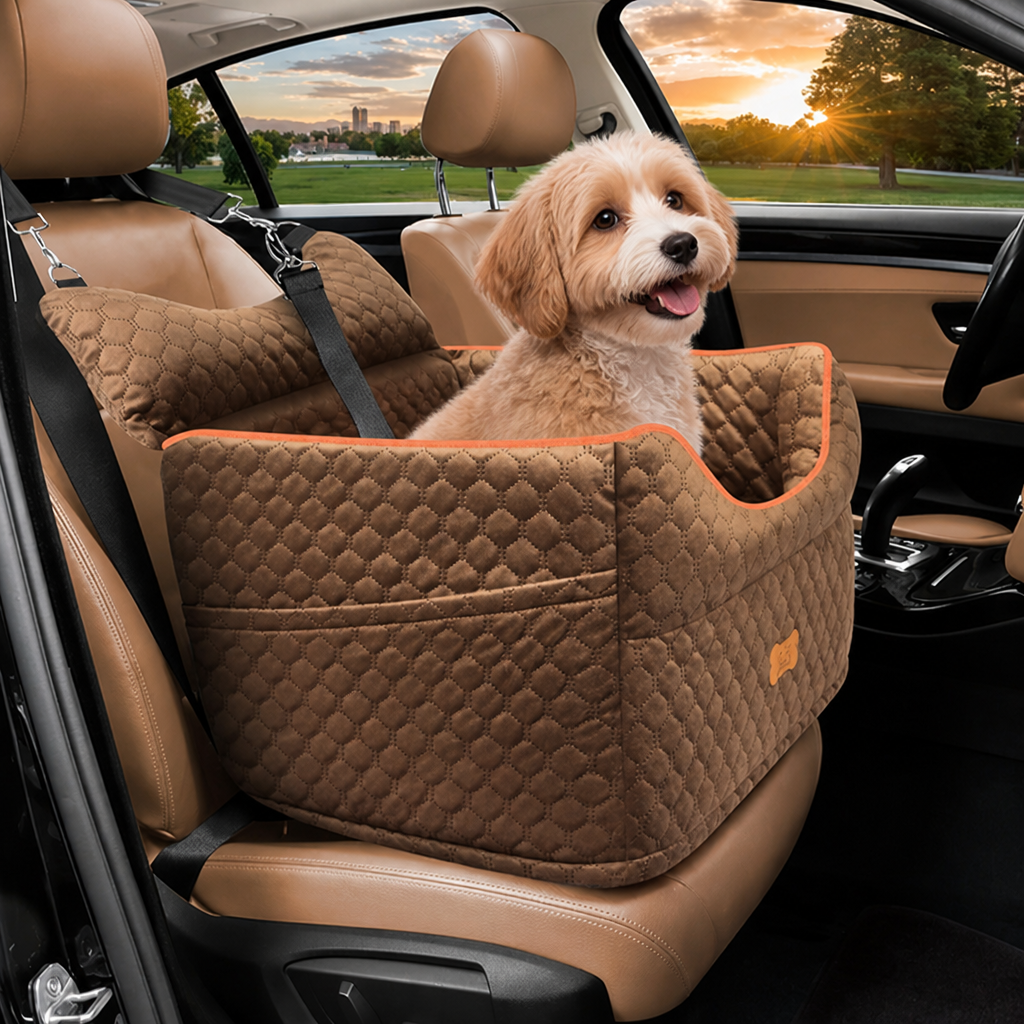 Elevated Dog Car Booster Seat Removable Washable Bed