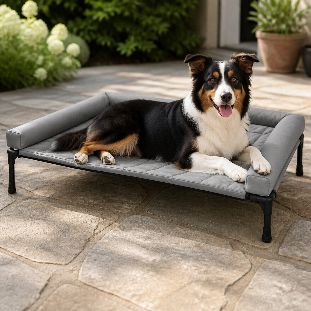Elevated Cooling Mesh Dog Bed Removable Pillow Top