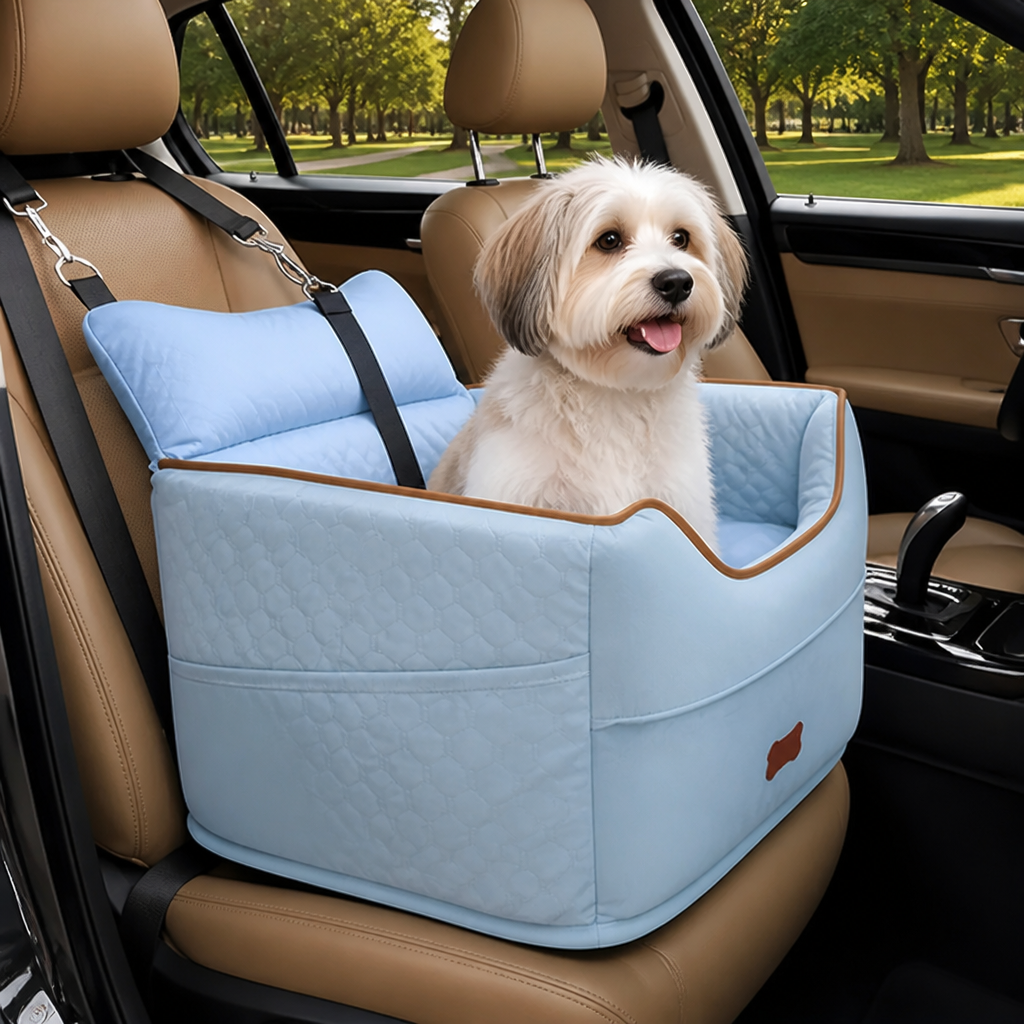 Elevated Dog Car Booster Seat Removable Washable Bed