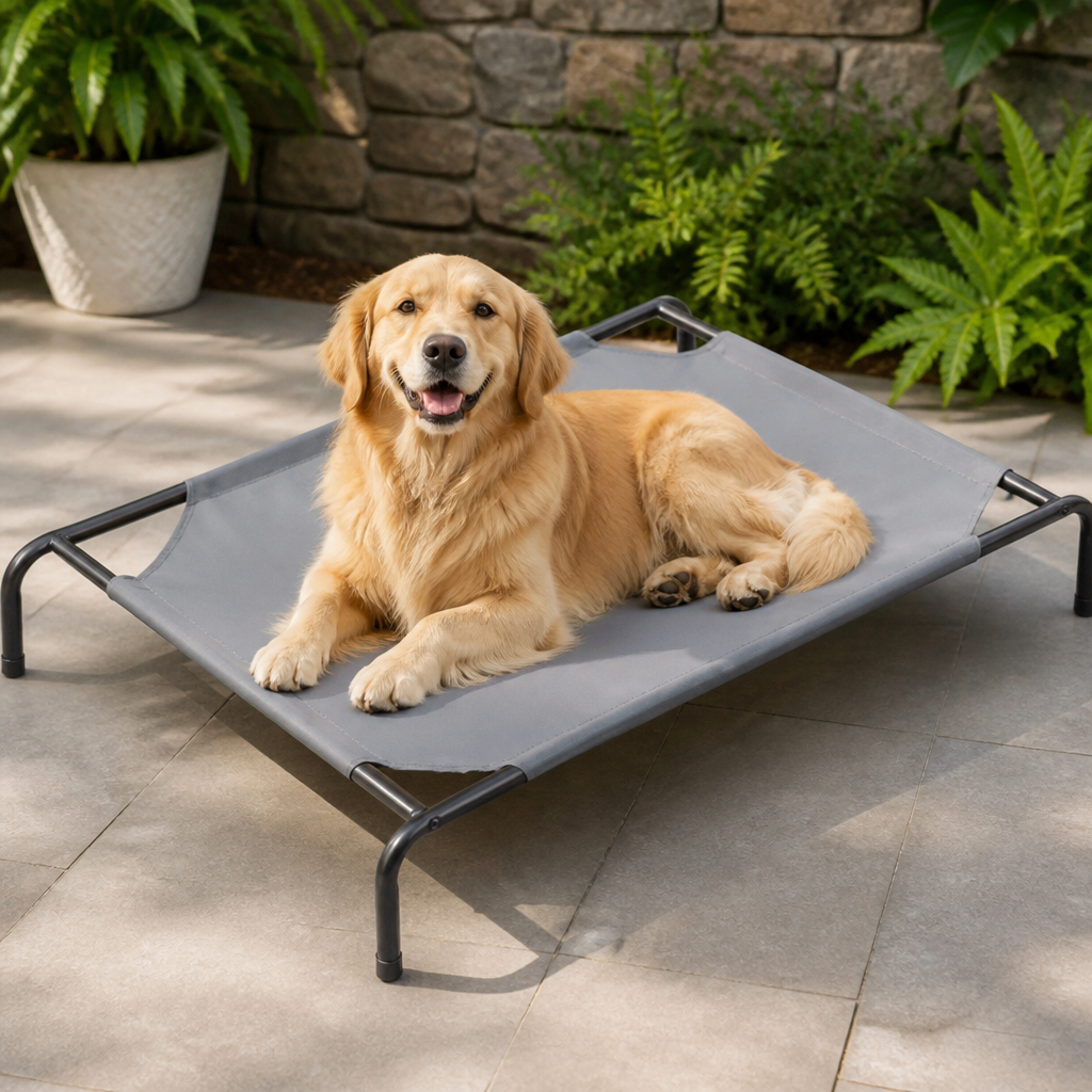 Elevated Cooling Breathable Mesh Dog Bed Metal Frame