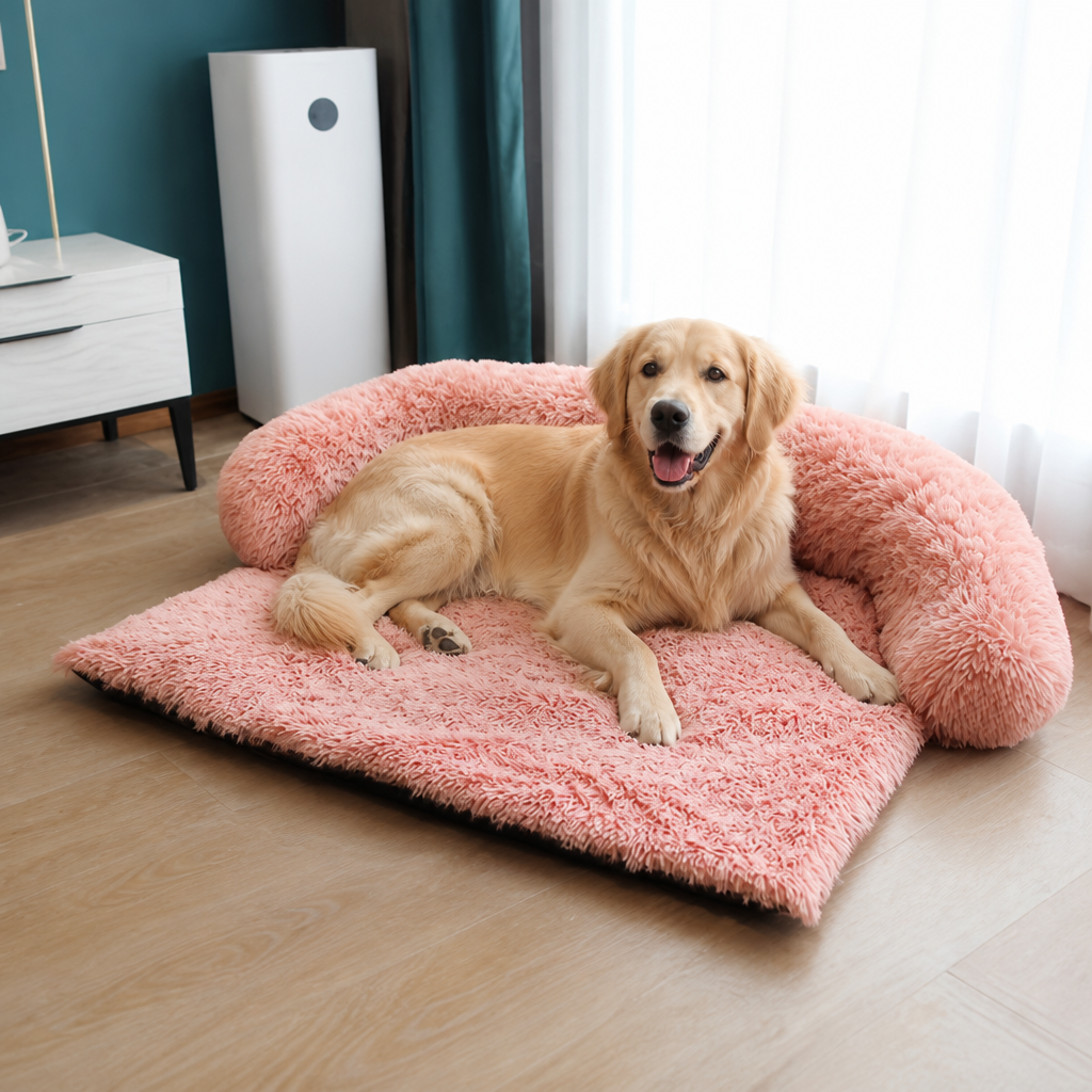 Plush Neck Pillow Polyester Pet Sofa Bed Removable Cover