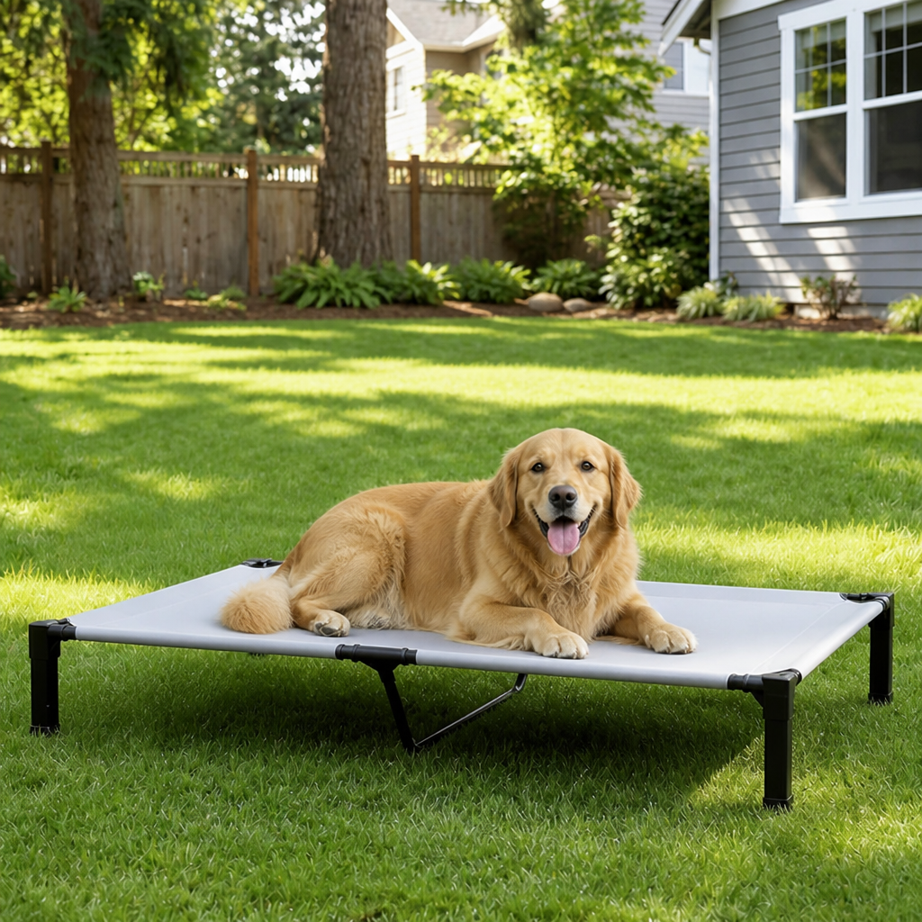 Elevated Cooling Portable Dog Cot Removable Canopy