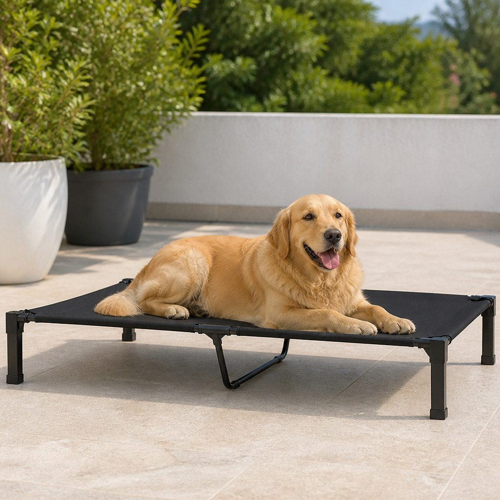 Elevated Cooling Portable Dog Cot Removable Canopy