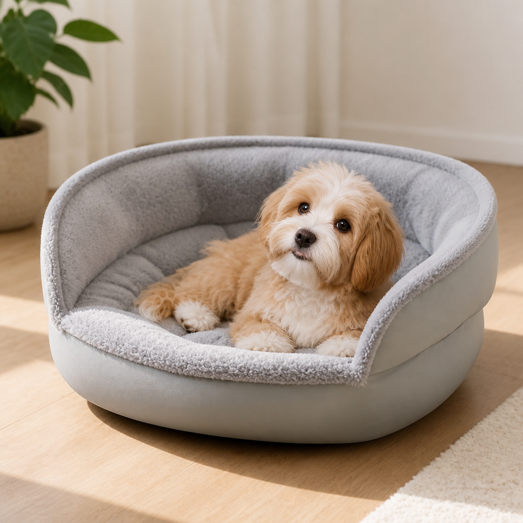 Washable Non-Slip Round Polyester Pet Bed