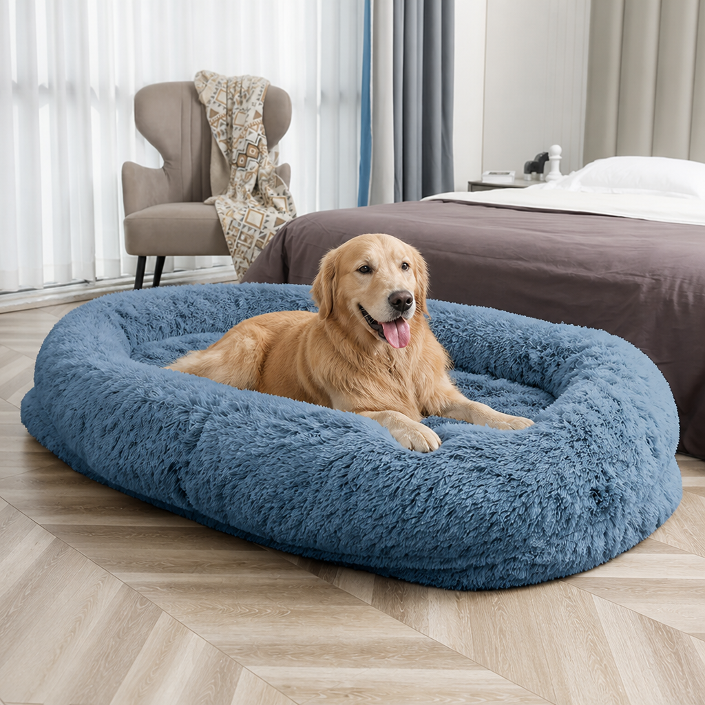 Orthopedic Washable Faux Fur Human Dog Bed Removable Cover