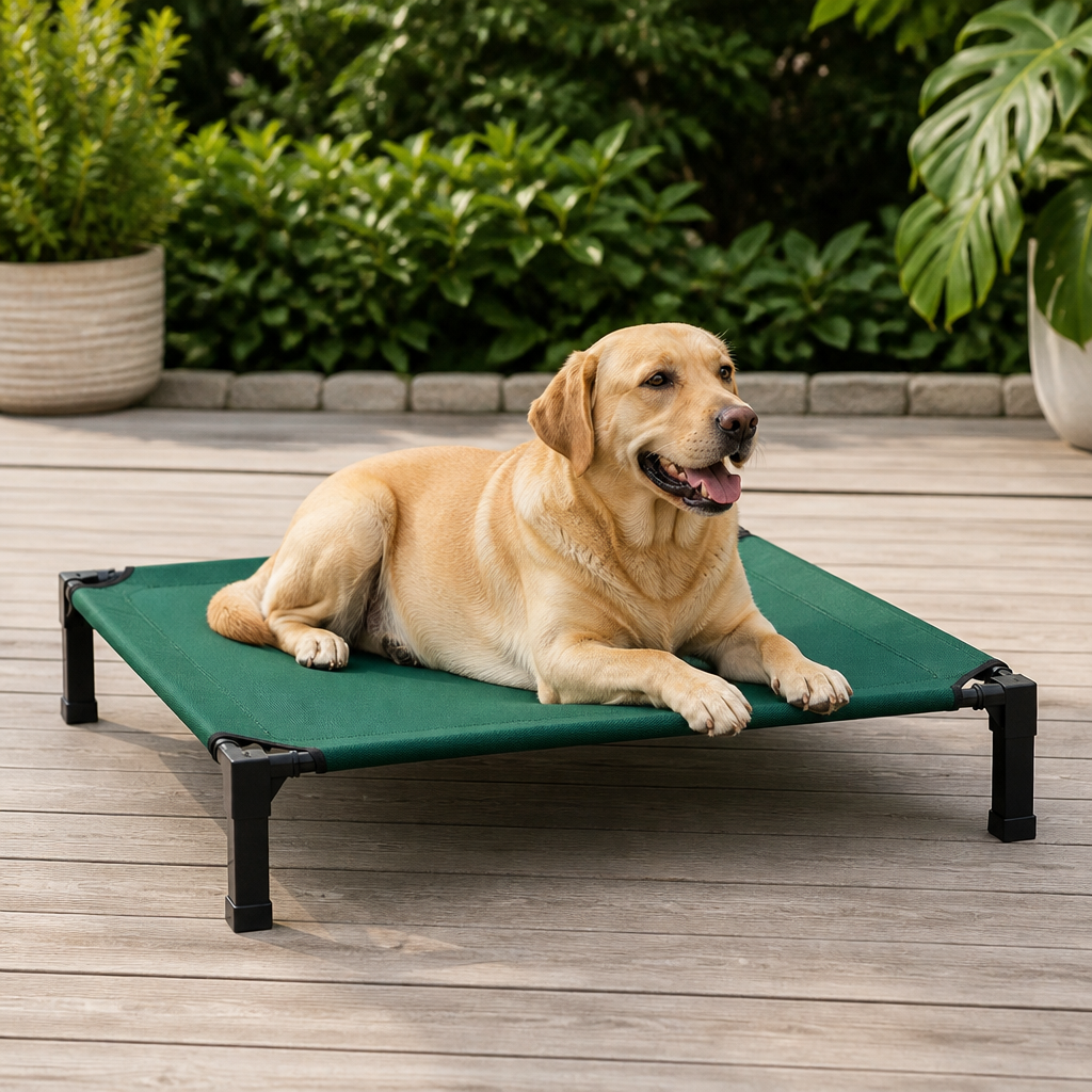 Elevated Cooling Aluminum Outdoor Dog Bed Removable Canopy