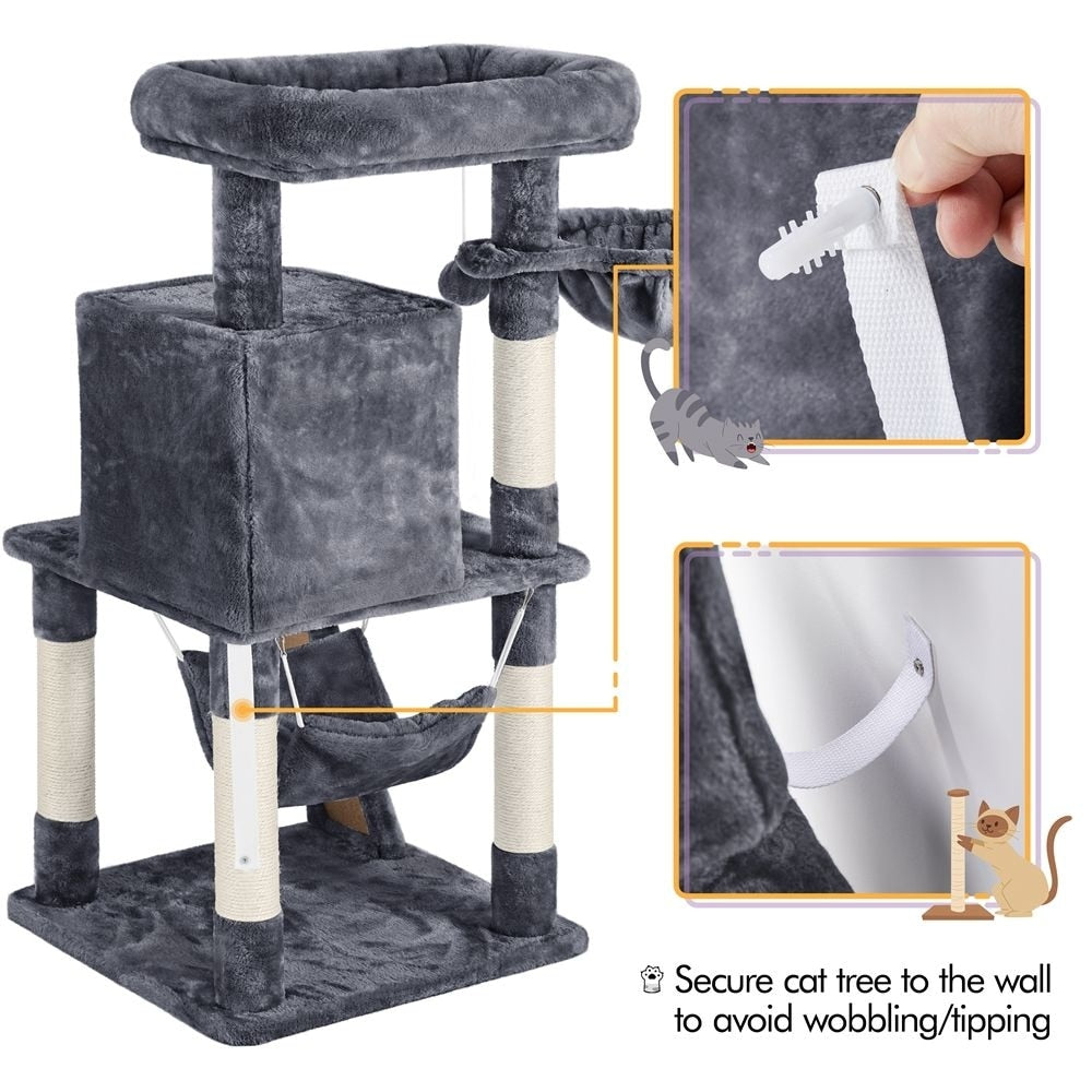 Yaheetech 40-Inch Cat Tower With Condo Dark Gray
